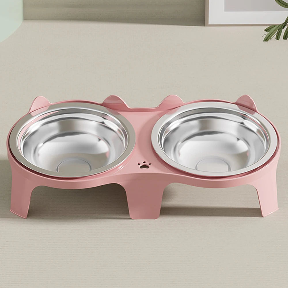 1PC Stainless Steel Cat Food & Water Bowl with Anti-Tip Design Large Capacity Easy-Eat Design for Pet Dog Cat Feeding Food Bowl