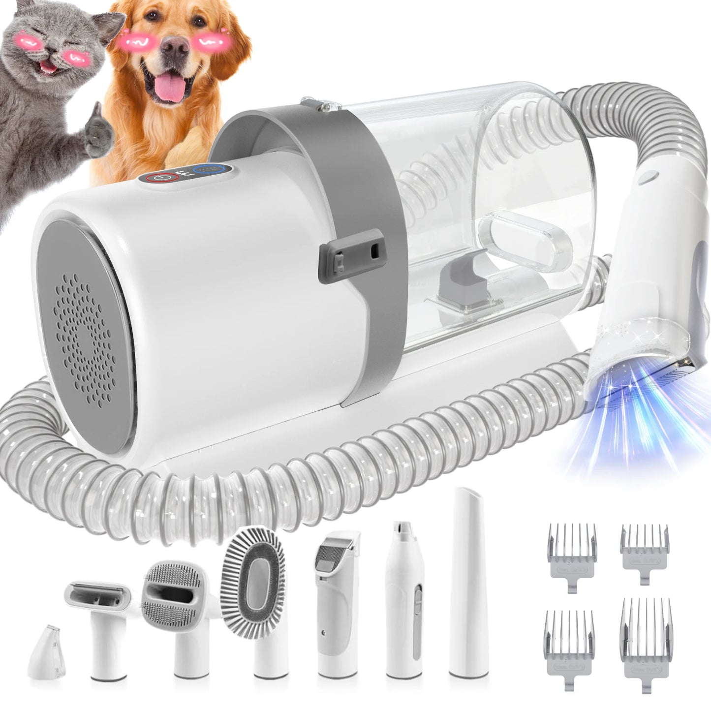 NewPet 2.5L Pet Grooming Kit Vacuum Cleaner for Dog 99% Pet Hair Low Noise & 3 Levels Suction with 7 Grooming Shedding Tools