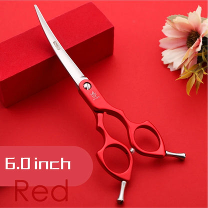 Fenice 6.0/6.5/7 Inch Professional Dog Grooming Scissors Curved Japan 440C Shear with High Quality Alloy Handle aseo de mascotas