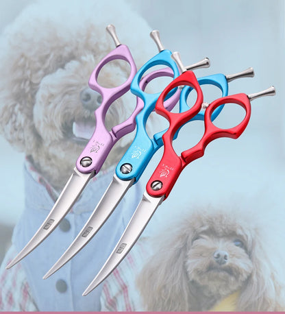 Fenice 6.0/6.5/7 Inch Professional Dog Grooming Scissors Curved Japan 440C Shear with High Quality Alloy Handle aseo de mascotas