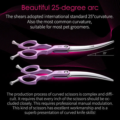 Fenice 6.0/6.5/7 Inch Professional Dog Grooming Scissors Curved Japan 440C Shear with High Quality Alloy Handle aseo de mascotas