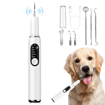 CURVY MOON Dog Use Ultrasonic Tooth Cleaner Dog Cat Pet Dental Scaler for Tartar Removal Teeth Cleaning Tool with LED Light