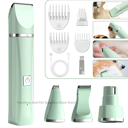 Professional 4-in-1 Electric Pet Grooming Tool Set Dog Hair Clippers USB Rechargeable Pets Haircut Trimmer Shaver Cats Supplies