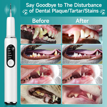 CURVY MOON Dog Use Ultrasonic Tooth Cleaner Dog Cat Pet Dental Scaler for Tartar Removal Teeth Cleaning Tool with LED Light
