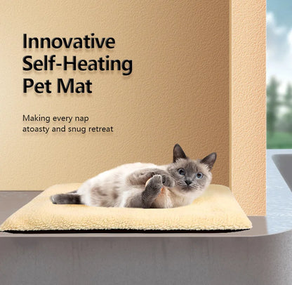 Self-Warming Pet Bed, Winter Heated Dog Mat with Sherpa Fleece - Thermal Cat Pad for Indoor Use, Thick Plush Crate Mattress