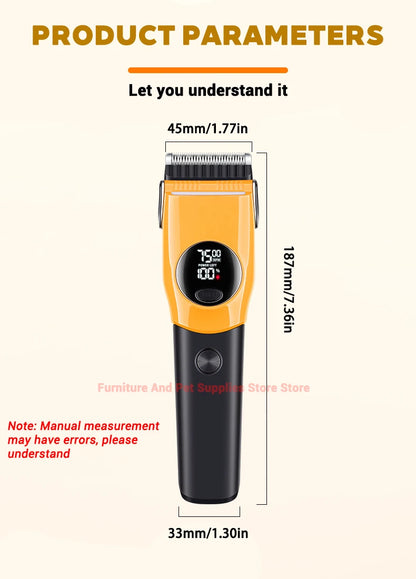 Pet Clipper Professional Dog Hair Trimmer Cat Grooming Shaver 7500/min LED suitable for large, medium, and small pets Trimmers