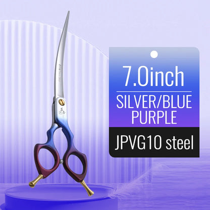 Fenice 6.0/6.5/7 Inch Professional Dog Grooming Scissors Curved Japan 440C Shear with High Quality Alloy Handle aseo de mascotas