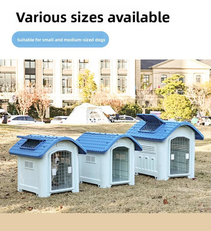 Large Waterproof Outdoor Dog House - Detachable & Washable Dog Cage for Medium/Large Breeds, All-Weather Shelter