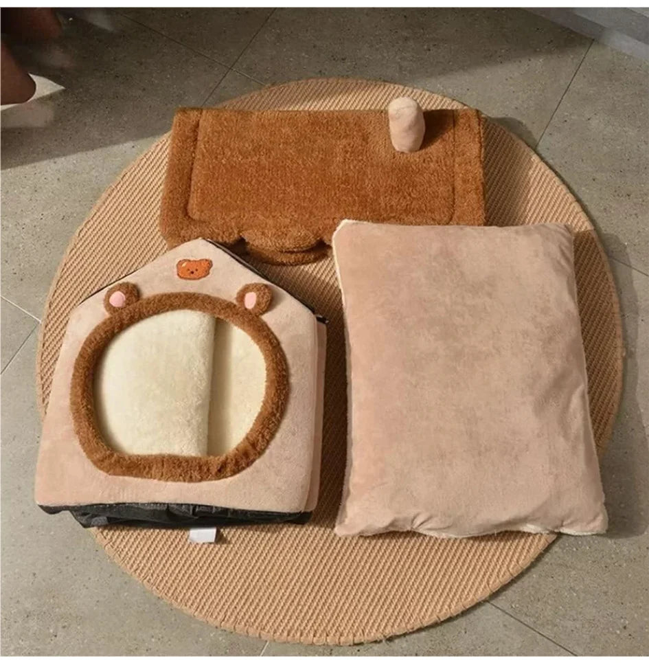 Foldable Pet House Removable Washable Cat House Puppy Cave Sofa Pet Bed House for Extra Small Dogs and Small and Medium Cats