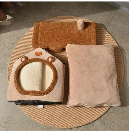 Foldable Pet House Removable Washable Cat House Puppy Cave Sofa Pet Bed House for Extra Small Dogs and Small and Medium Cats