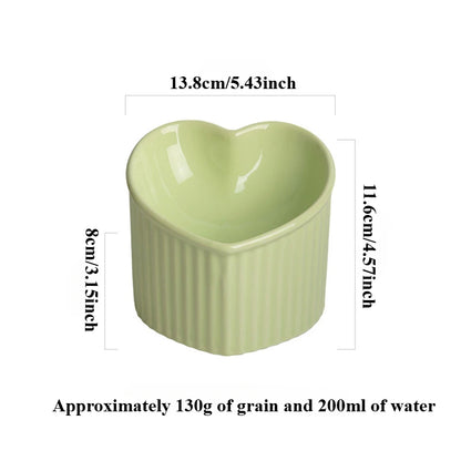 Slanted Ceramic Cat Bowl with Stand - Anti-Tip Elevated Cat Food Dish for Neck Protection, Cute Pet Feeding Bowl dogs universal