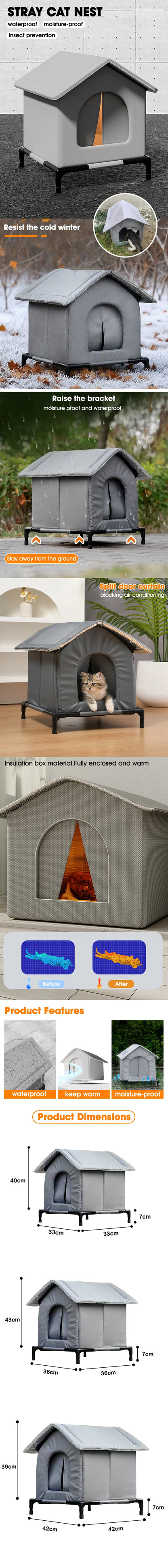 NewestStray Cat dog House Waterproof Outdoor Winter Warm Pet Cave Sleeping Beds Home Foldable Washable for Small Supplies