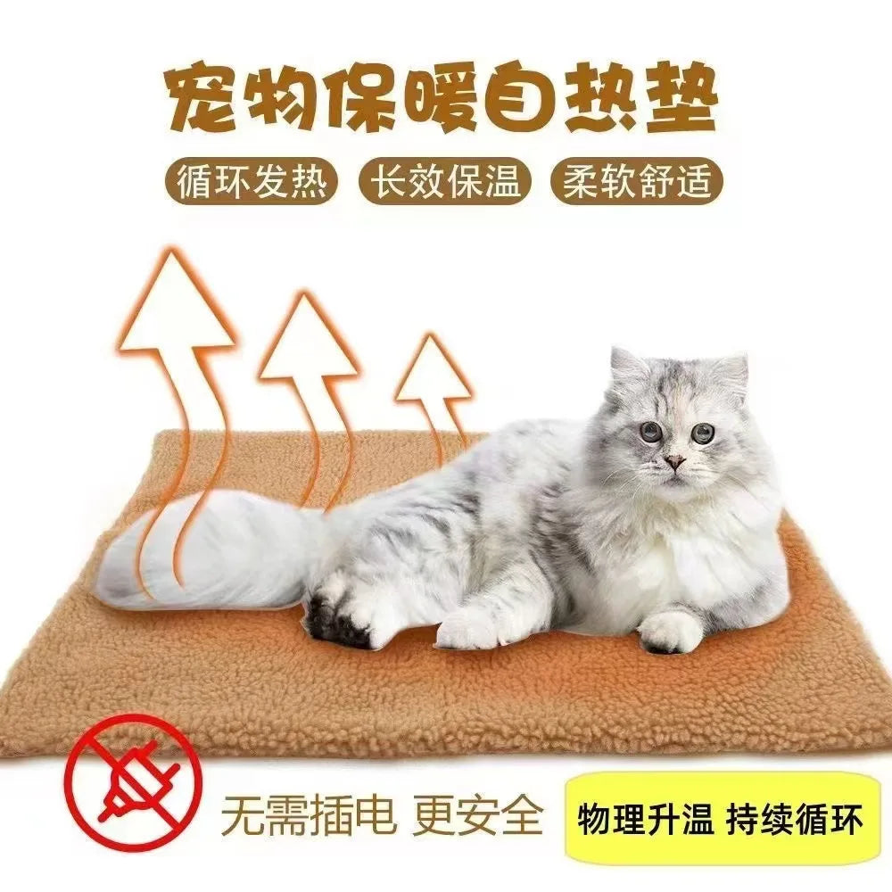 Self-Warming Pet Bed, Winter Heated Dog Mat with Sherpa Fleece - Thermal Cat Pad for Indoor Use, Thick Plush Crate Mattress
