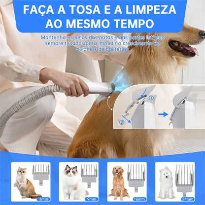 NewPet 2.5L Pet Grooming Kit Vacuum Cleaner for Dog 99% Pet Hair Low Noise & 3 Levels Suction with 7 Grooming Shedding Tools