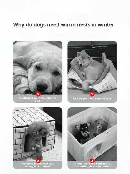 Winter Warm Pet Bed Velvet Handmade Plush Dog Sofa Orthopedic Non-slip Bottom Washable Memory Foam Dog Bed for Large Dogs