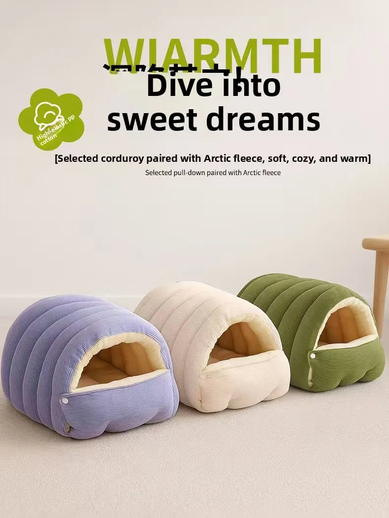 Cat bed mat winter autumn caterpillar cozy sleep house warm Nest safe breathable large space bed warm cat products cushions