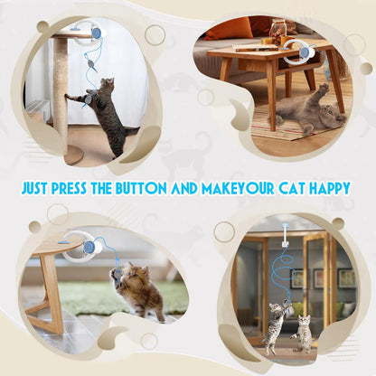 Door Hanging Auto-Rebound Cat Toy, Retractable Kitten Teaser with 3 Catnip Mice, Interactive Pet Play Toy for Indoor Cats - Whit
