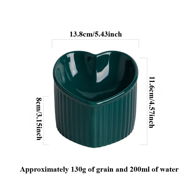 Slanted Ceramic Cat Bowl with Stand - Anti-Tip Elevated Cat Food Dish for Neck Protection, Cute Pet Feeding Bowl dogs universal
