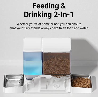 ROJECO 8.5L Automatic Pet Feeder Water Fountain WIFI APP Remote Control Smart Dog 5L Food Dispenser 3.5L Gravity Water Drinker ﻿
