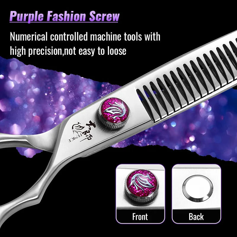 Fenice 7.0/7.5/8.0 inch  Professional Pet Grooming Shears Fishbone Teeth Straight/Curved Chunker Scissors JP440C Groomer Tools