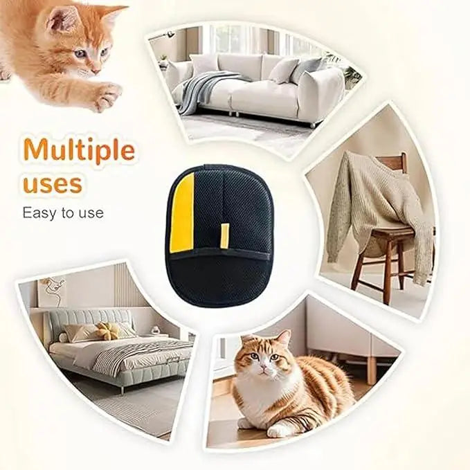 Pet Hair Remover Gloves Electrostatic for Cats Dogs, Reusable Washable Grooming Glove with 2-in-1 Lint Roller Brush - Safe Non-T