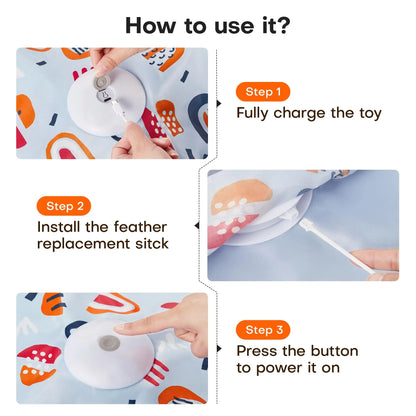 Smart Cat Toys Interactive Hide and Seek Cat Toy with Mouse Squeaky Motion Activated Moving Concealed Feathers Kitten Teaser Toy