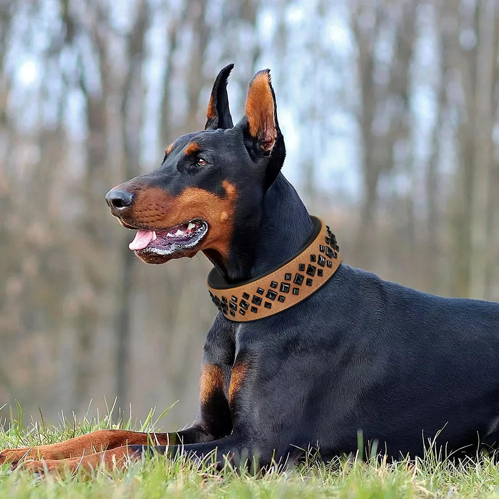 Dog Collar For Large Dogs Cool Spikes Studded Leather Pet Collars For German Shepherd Mastiff Rottweiler Bulldog Accessories