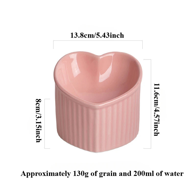 Slanted Ceramic Cat Bowl with Stand - Anti-Tip Elevated Cat Food Dish for Neck Protection, Cute Pet Feeding Bowl dogs universal