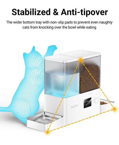 ROJECO 8.5L Automatic Pet Feeder Water Fountain WIFI APP Remote Control Smart Dog 5L Food Dispenser 3.5L Gravity Water Drinker ﻿