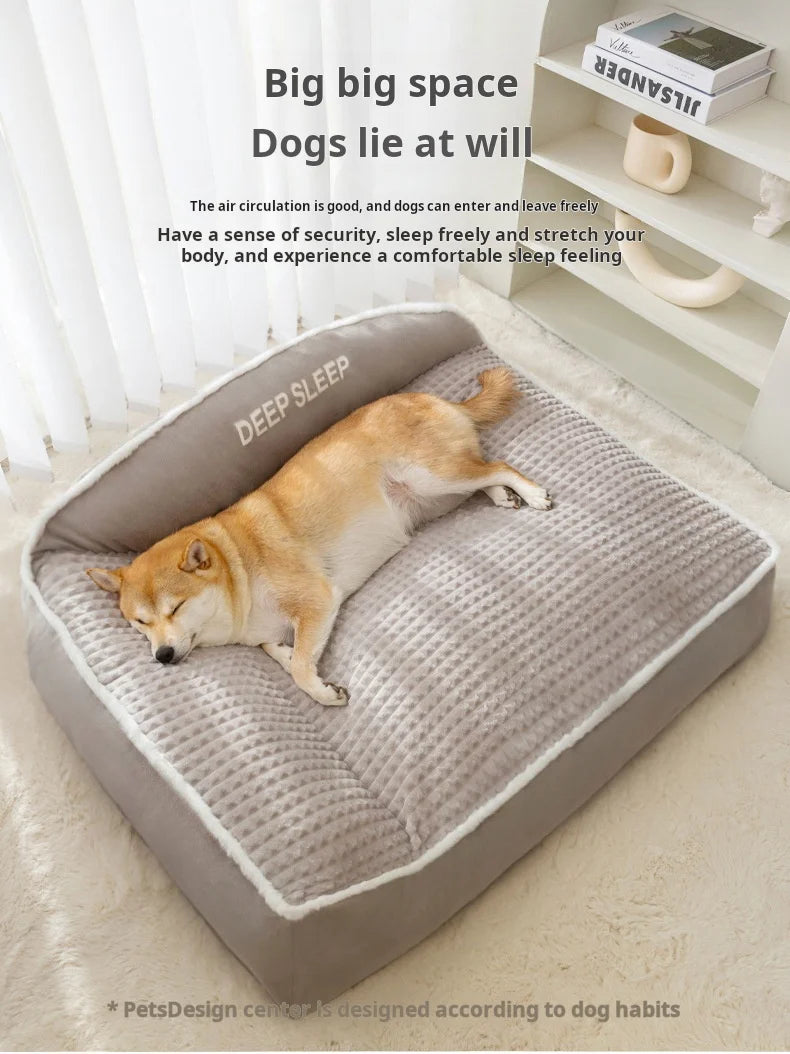 Winter Warm Pet Bed Velvet Handmade Plush Dog Sofa Orthopedic Non-slip Bottom Washable Memory Foam Dog Bed for Large Dogs