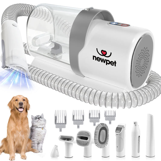 NewPet 2.5L Pet Grooming Kit Vacuum Cleaner for Dog 99% Pet Hair Low Noise & 3 Levels Suction with 7 Grooming Shedding Tools