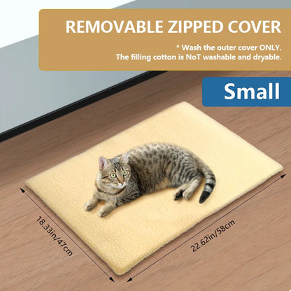 Self-Warming Pet Bed, Winter Heated Dog Mat with Sherpa Fleece - Thermal Cat Pad for Indoor Use, Thick Plush Crate Mattress