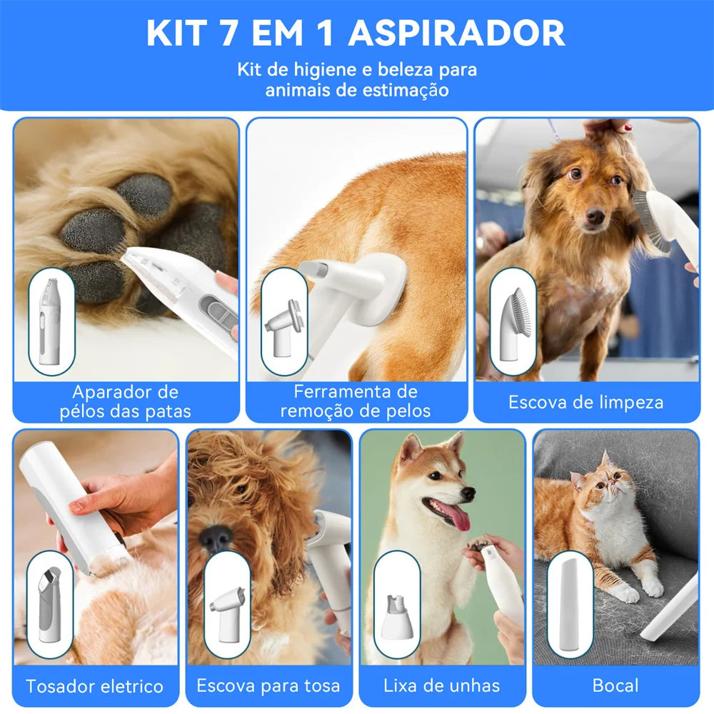 NewPet 2.5L Pet Grooming Kit Vacuum Cleaner for Dog 99% Pet Hair Low Noise & 3 Levels Suction with 7 Grooming Shedding Tools