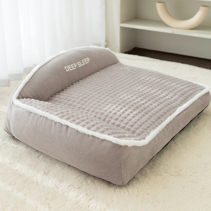 Winter Warm Pet Bed Velvet Handmade Plush Dog Sofa Orthopedic Non-slip Bottom Washable Memory Foam Dog Bed for Large Dogs