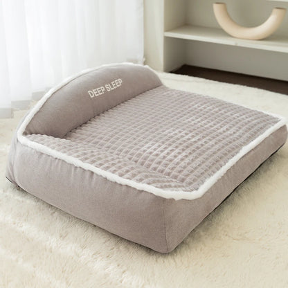 Winter Warm Pet Bed Velvet Handmade Plush Dog Sofa Orthopedic Non-slip Bottom Washable Memory Foam Dog Bed for Large Dogs
