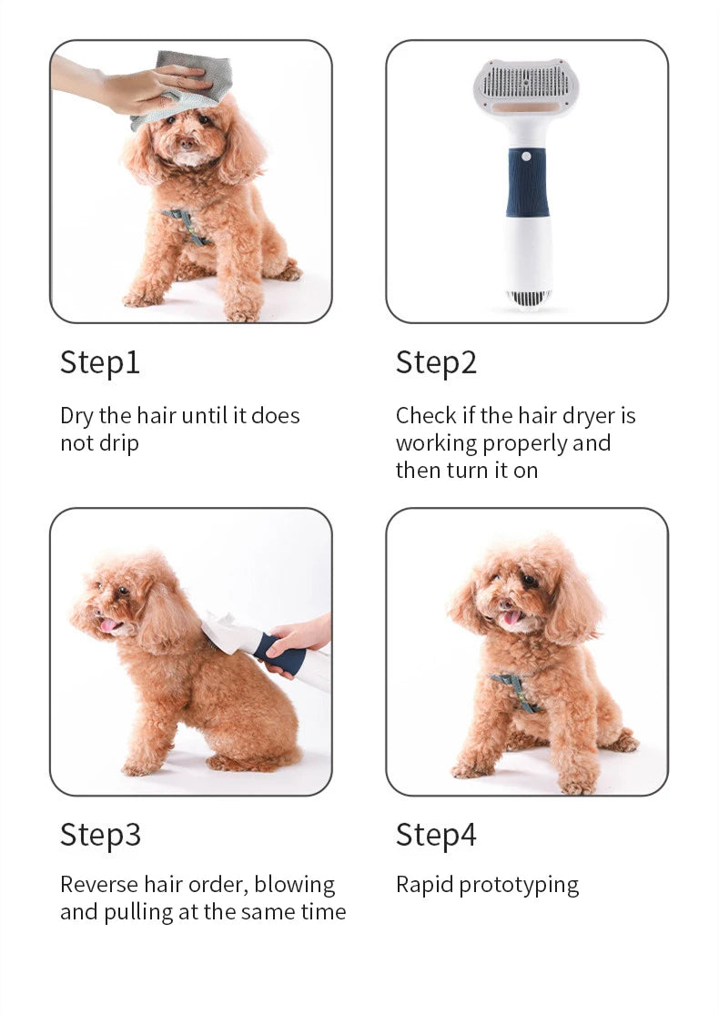 3 in1 Pet Dog Dryer Quiet Dog Hair Dryers and Comb Brush Grooming Kitten Cat Hair Comb Puppy Fur Blower Low Noise Temprature