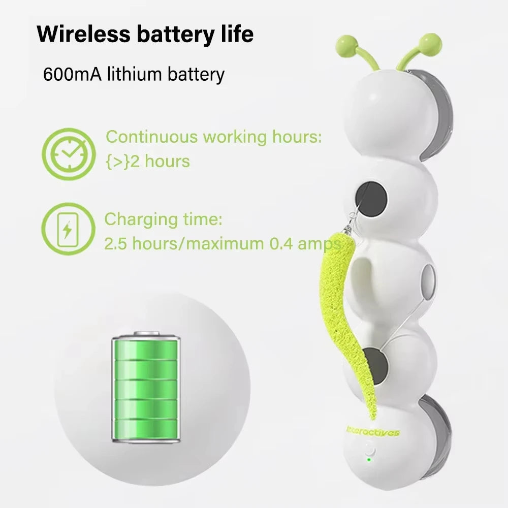 Caterpillar Interactive Cat Toy Motion Activated Wack A Worm Post Toy Rechargeable Automatic Teasing Cat Toy with Tail for Cats
