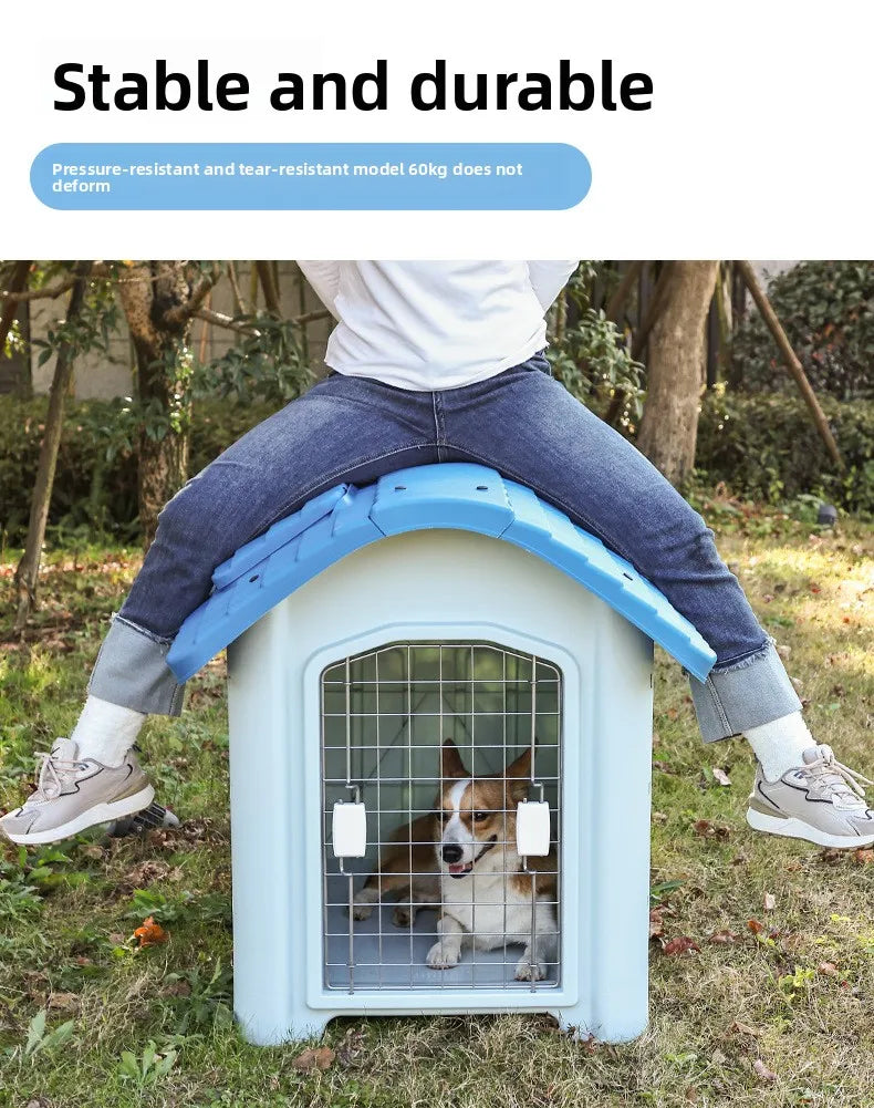 Large Waterproof Outdoor Dog House - Detachable & Washable Dog Cage for Medium/Large Breeds, All-Weather Shelter