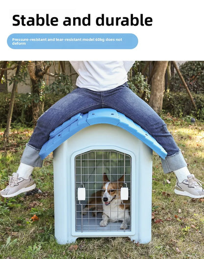 Large Waterproof Outdoor Dog House - Detachable & Washable Dog Cage for Medium/Large Breeds, All-Weather Shelter