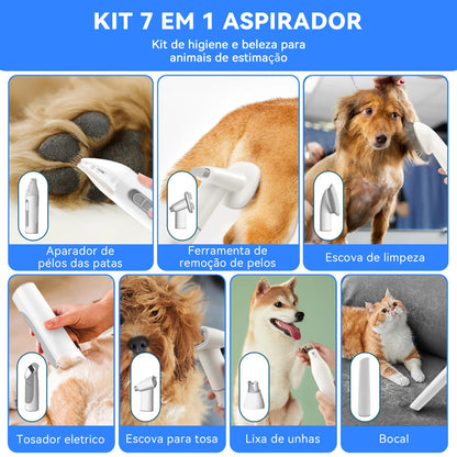 NewPet 2.5L Pet Grooming Kit Vacuum Cleaner for Dog 99% Pet Hair Low Noise & 3 Levels Suction with 7 Grooming Shedding Tools