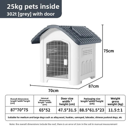 Large Waterproof Outdoor Dog House - Detachable & Washable Dog Cage for Medium/Large Breeds, All-Weather Shelter